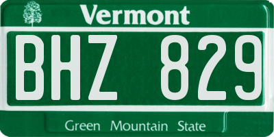 VT license plate BHZ829