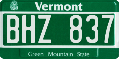 VT license plate BHZ837