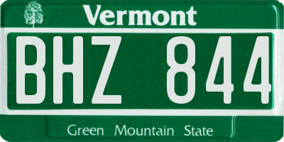 VT license plate BHZ844