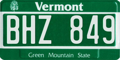VT license plate BHZ849
