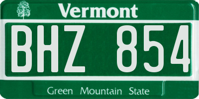 VT license plate BHZ854