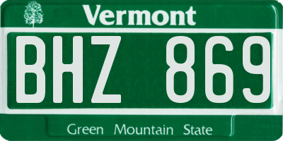 VT license plate BHZ869