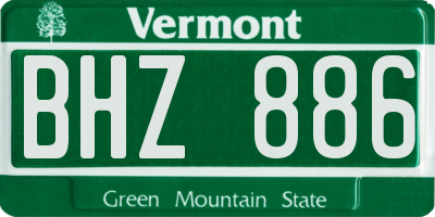 VT license plate BHZ886