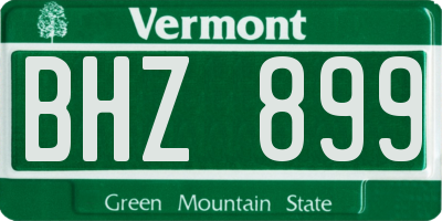 VT license plate BHZ899