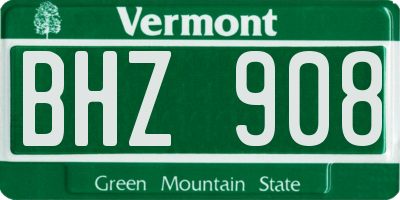 VT license plate BHZ908