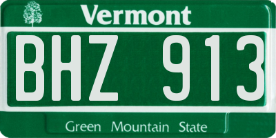 VT license plate BHZ913