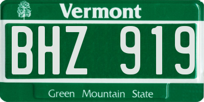 VT license plate BHZ919