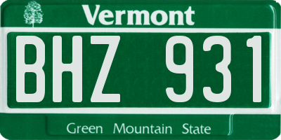 VT license plate BHZ931
