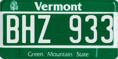 VT license plate BHZ933