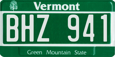 VT license plate BHZ941