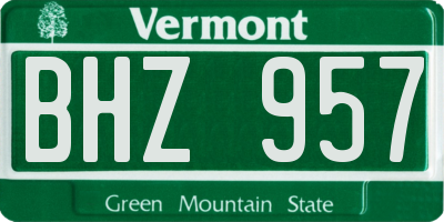 VT license plate BHZ957