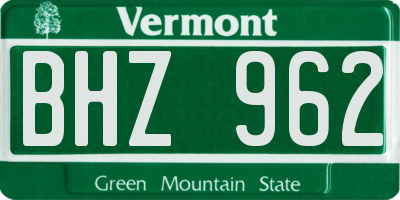 VT license plate BHZ962