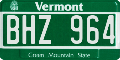 VT license plate BHZ964