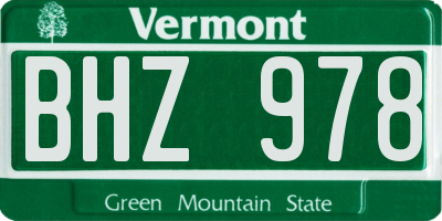 VT license plate BHZ978