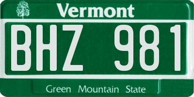 VT license plate BHZ981