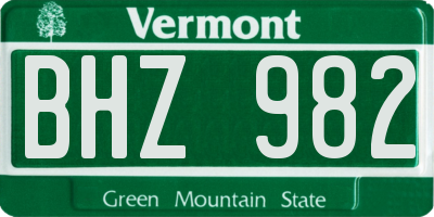 VT license plate BHZ982