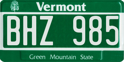 VT license plate BHZ985