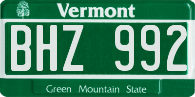 VT license plate BHZ992