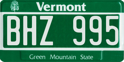 VT license plate BHZ995