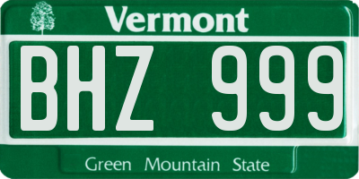 VT license plate BHZ999
