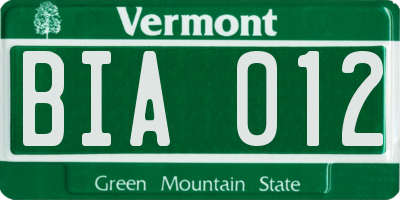 VT license plate BIA012