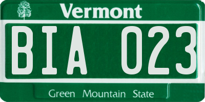 VT license plate BIA023