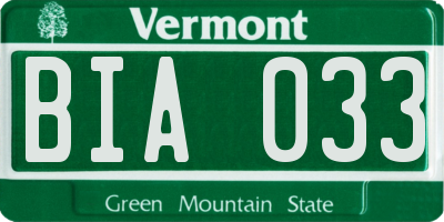 VT license plate BIA033