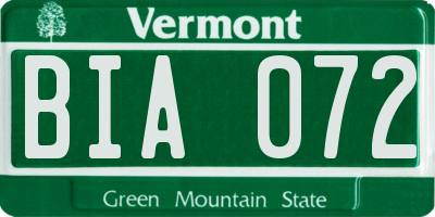 VT license plate BIA072