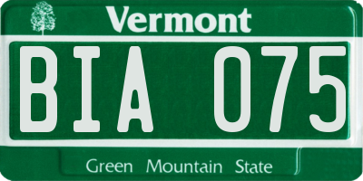 VT license plate BIA075