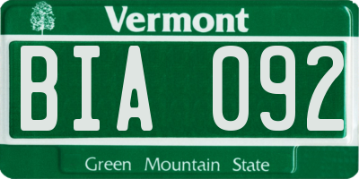 VT license plate BIA092