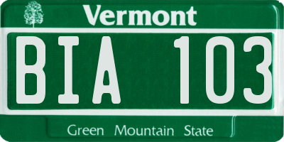 VT license plate BIA103