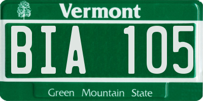 VT license plate BIA105