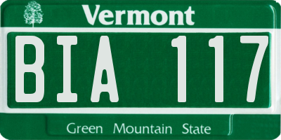 VT license plate BIA117