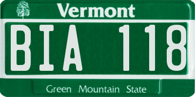 VT license plate BIA118