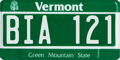 VT license plate BIA121