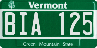VT license plate BIA125