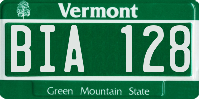 VT license plate BIA128