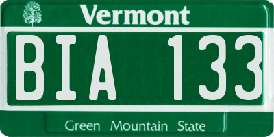 VT license plate BIA133
