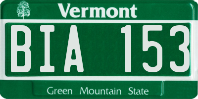 VT license plate BIA153
