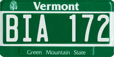 VT license plate BIA172