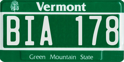 VT license plate BIA178