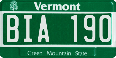 VT license plate BIA190