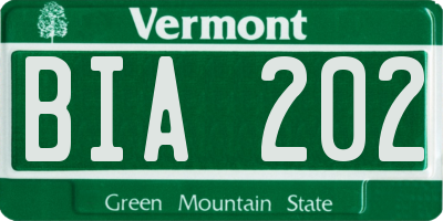 VT license plate BIA202