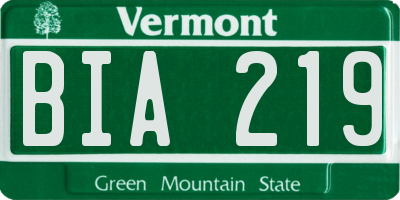 VT license plate BIA219
