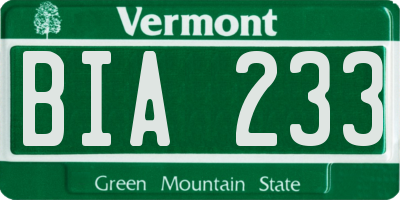 VT license plate BIA233