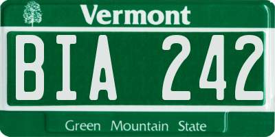 VT license plate BIA242