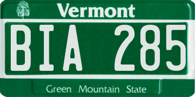 VT license plate BIA285