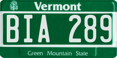 VT license plate BIA289