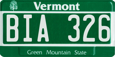 VT license plate BIA326