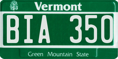 VT license plate BIA350